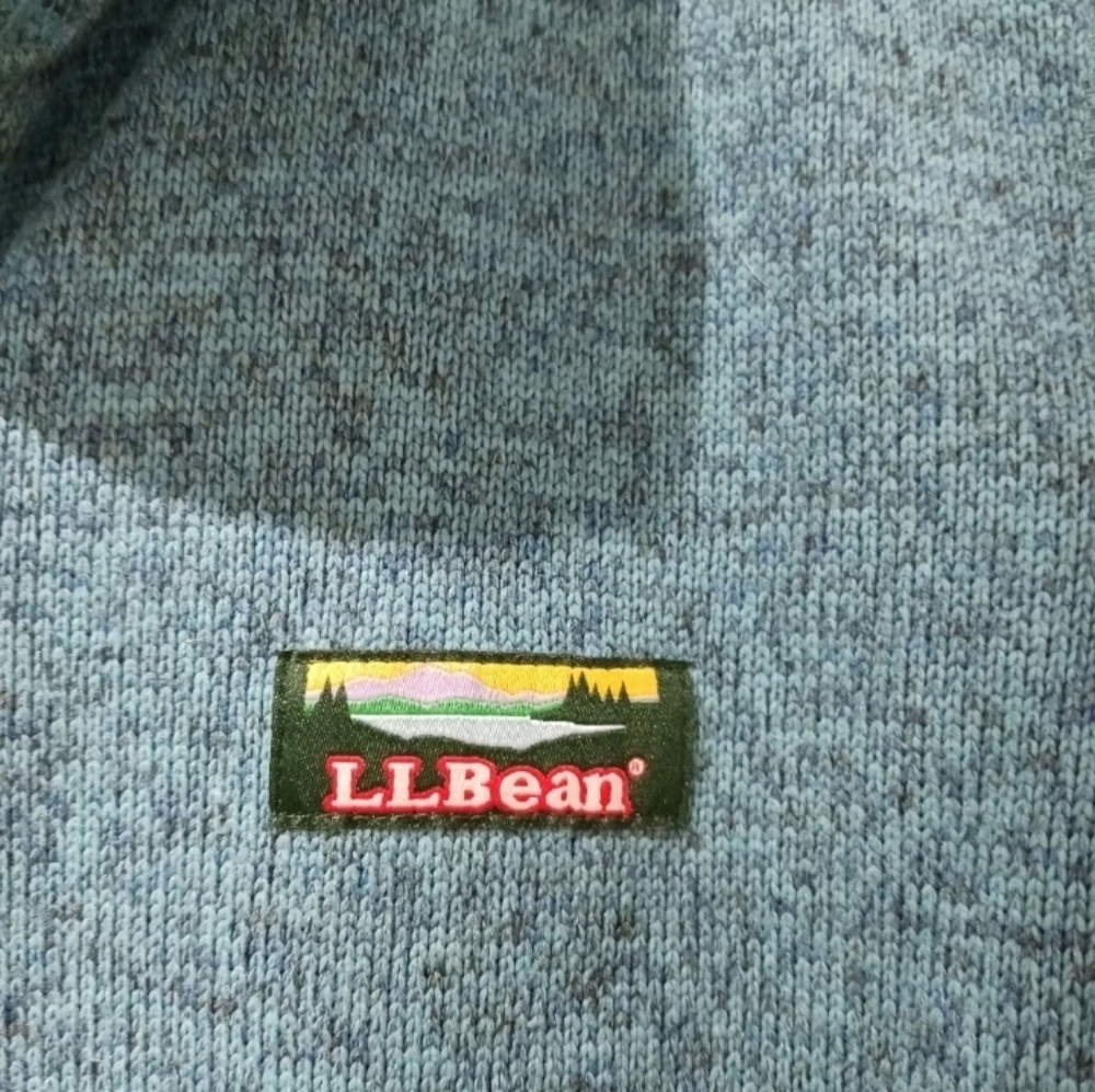 L.L. Bean Women's Marled Blue Knit Mock‎ Neck Hiking Sweater L Full Zip - Picture 3 of 10